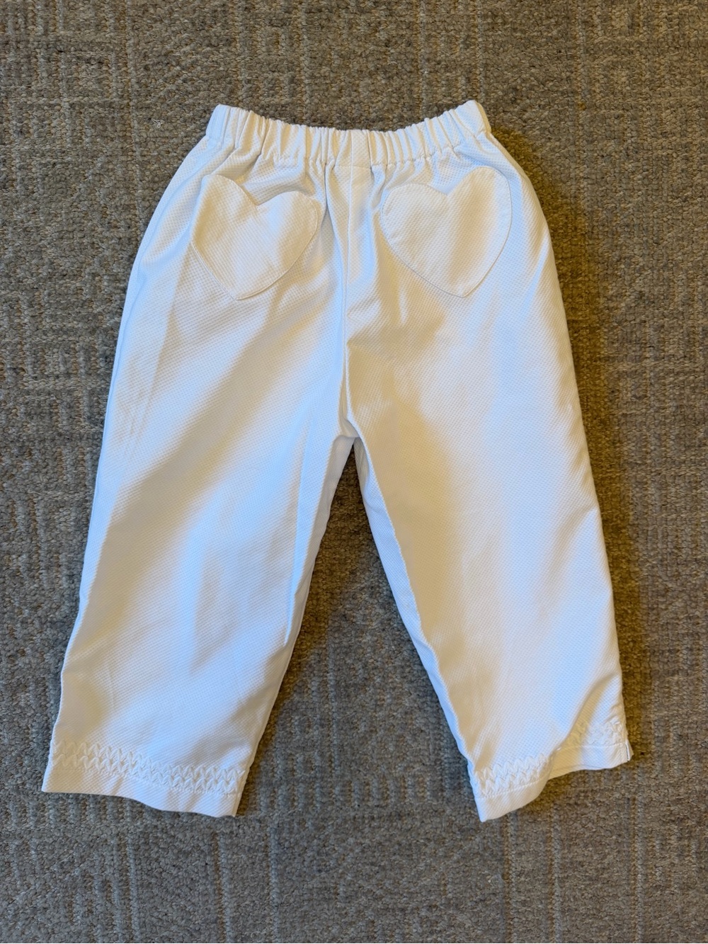 NWOT bella bliss girls White pique heart pocket Elastic-Waist Knit Pants size 6
